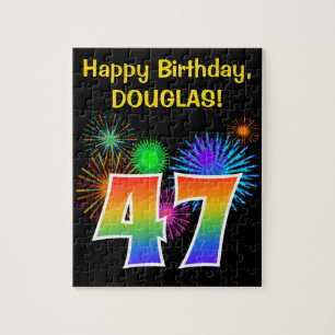 Puzzle Fun Fireworks + Rainbow Motif "47" Anniversaire #