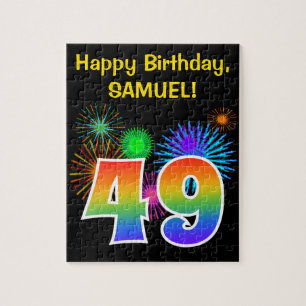 Puzzle Fun Fireworks + Rainbow Motif "49" Anniversaire #