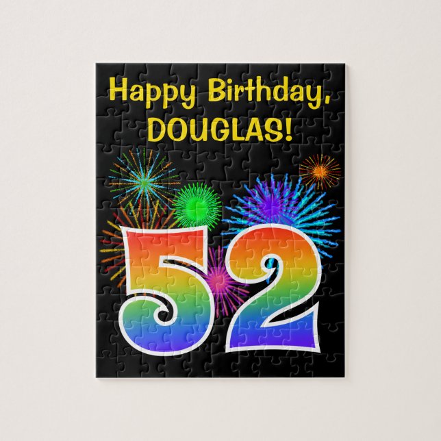 Puzzle Fun Fireworks + Rainbow Motif "52" Anniversaire # (Vertical)