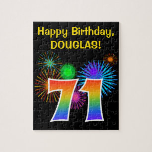 Puzzle Fun Fireworks + Rainbow Motif "71" Anniversaire #