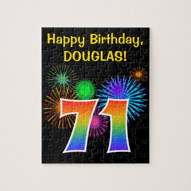 Puzzle Fun Fireworks + Rainbow Motif "71" Anniversaire # (Vertical)