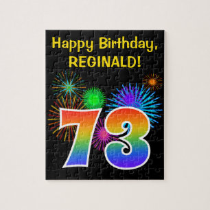 Puzzle Fun Fireworks + Rainbow Motif "73" Anniversaire #