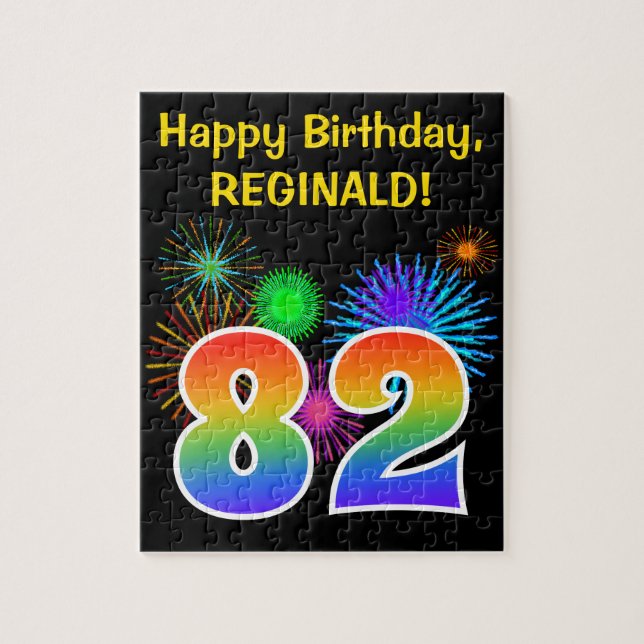 Puzzle Fun Fireworks + Rainbow Motif "82" Anniversaire # (Vertical)