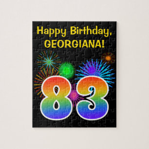 Puzzle Fun Fireworks + Rainbow Motif "83" Anniversaire #