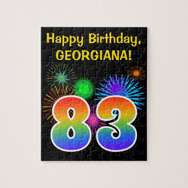Puzzle Fun Fireworks + Rainbow Motif "83" Anniversaire # (Vertical)