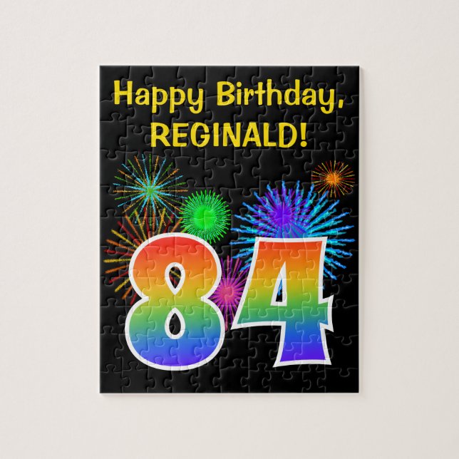 Puzzle Fun Fireworks + Rainbow Motif "84" Anniversaire # (Vertical)
