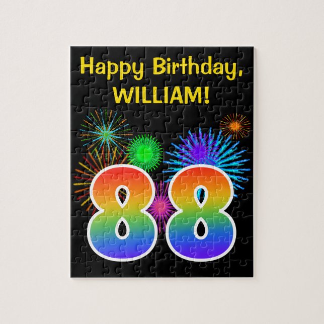 Puzzle Fun Fireworks + Rainbow Motif "88" Anniversaire # (Vertical)