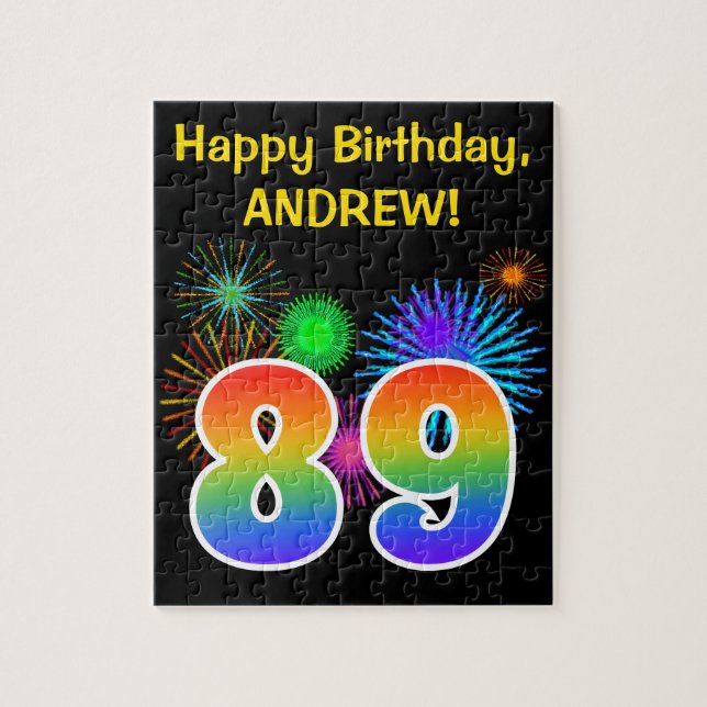 Puzzle Fun Fireworks + Rainbow Motif "89" Anniversaire # (Vertical)