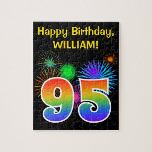 Puzzle Fun Fireworks + Rainbow Motif "95" Anniversaire #