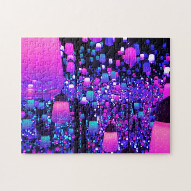 Puzzle Fun Fluro Lights Lampe Lumineuse Pink Purple Chall (Horizontal)