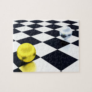 Puzzle Fun Illusion Checkerboard Gold Silver Balls