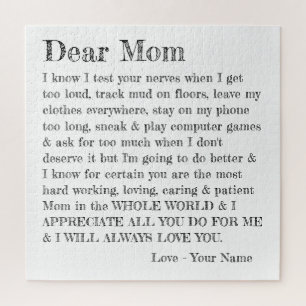 Puzzle Fun Mothers Day Letter Dear Mom Typography
