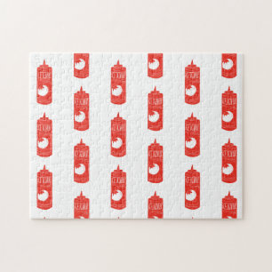 Puzzle Fun Red White Ketchup Sauce Pattern