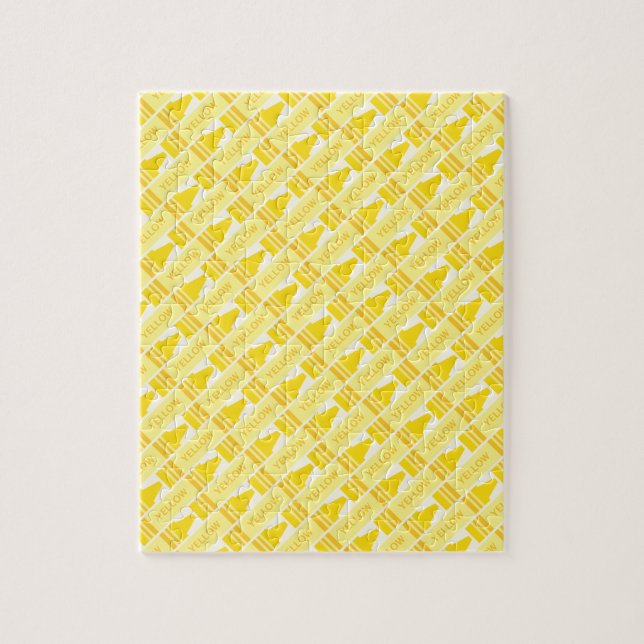 Puzzle Fun Yellow Crayon Motif (Vertical)