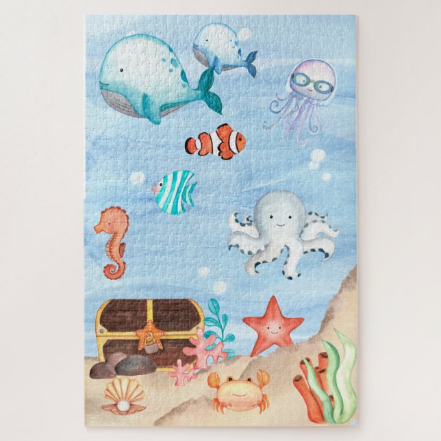 PUZZLE FUNDO DO MAR INFANTIL AQUARELA (Vertical)
