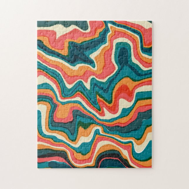 Puzzle Funky Abstract Colorful Artsy Marble Swirl Ebru (Vertical)