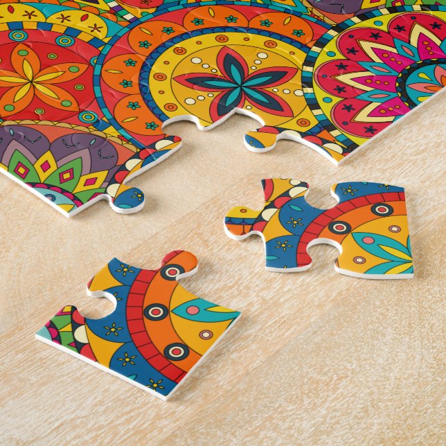 Puzzle Funky Retro Colorful Mandala Pattern (Côté)