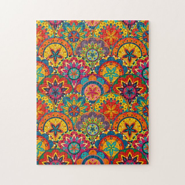 Puzzle Funky Retro couleur Motif Mandala (Vertical)