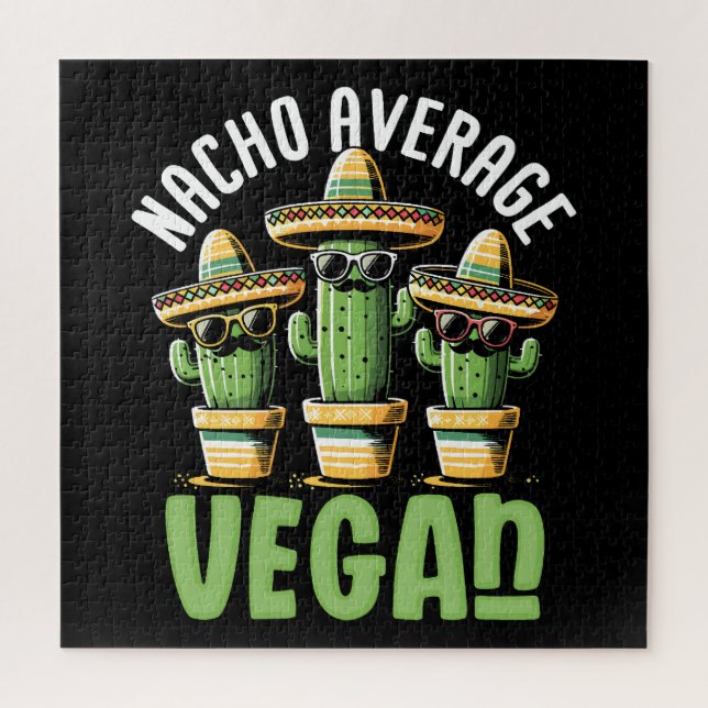 Puzzle Funny Cactus Sombrero Nacho Vegan moyen (Vertical)