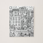 Puzzle Funny Cats ville détaillée Noir Blanc Nom<br><div class="desc">Design noir et blanc pour la coloration relaxante,  ville fantaisiste détaillée avec maisons et chats mignons,  trouver et colorer tous les chats cachés dans cette ville. Ce puzzle serait un grand cadeau pour un amoureux des chats.</div>