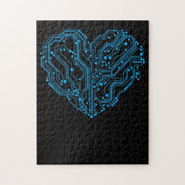 Puzzle Funny Cyber Circuit Heart Valentines Ingénieur de  (Vertical)