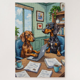 Puzzle Funny Dachshund Office Life Dog Lover Art