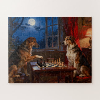 Puzzle Funny Dogs Playing Chess Dog Lover Gift
