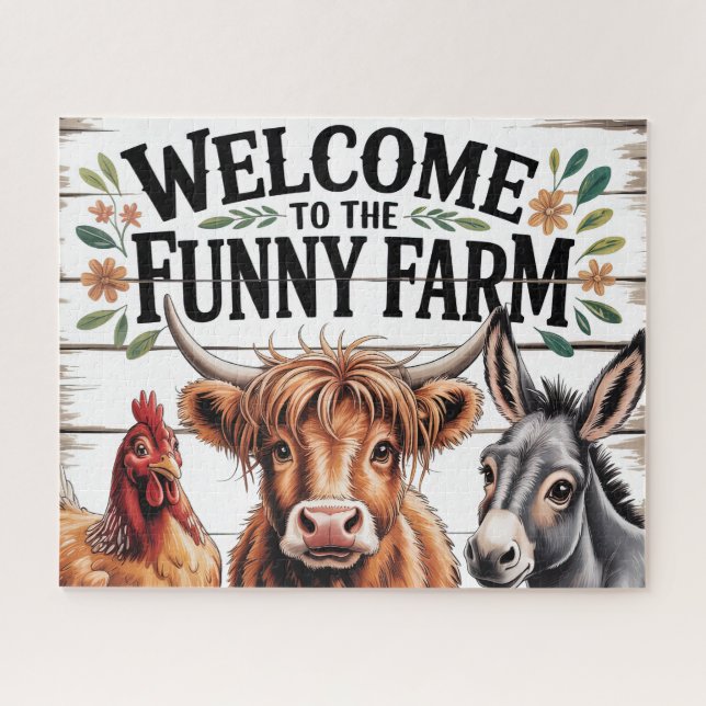 Puzzle Funny Farm Animals (Horizontal)