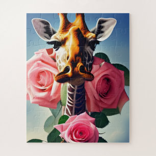 Puzzle Funny Giraffe et Surreal Rose