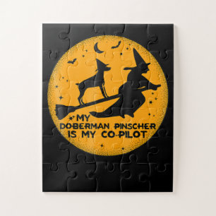 Puzzle Funny Halloween My Doberman Pinscher Ís Co-pilote
