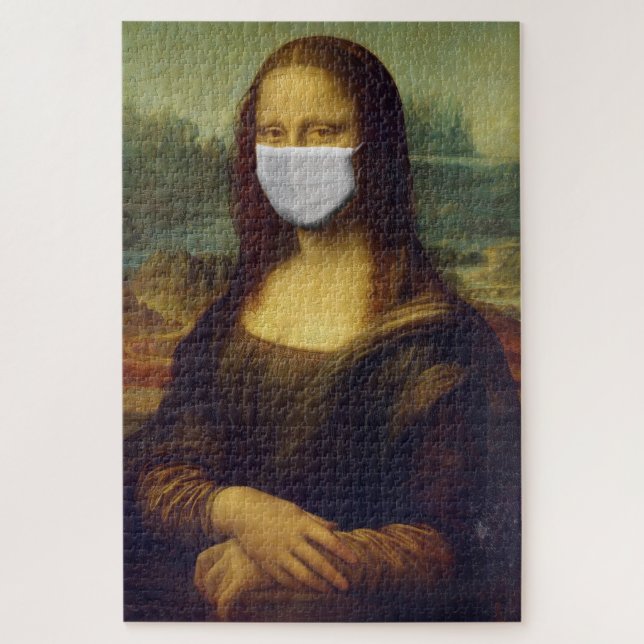 Puzzle Funny Monalisa Porte Coronavirus Masque facial (Vertical)