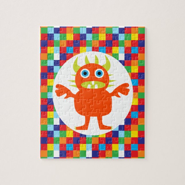 Puzzle Funny Orange Monster Créature Blocs de couleurs vi (Vertical)
