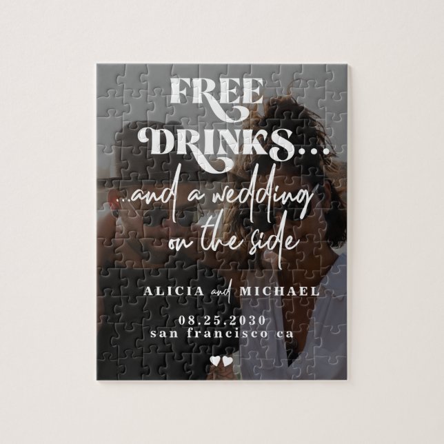 Puzzle Funny photo mariage moderne enregistrer la date (Vertical)