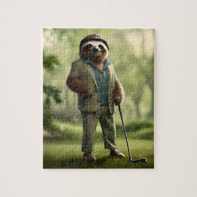 Puzzle Funny Sloth Golf Player, (Vertical)