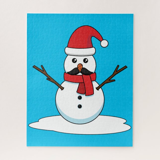 Puzzle Funny Snowman avec Moustache et carotte (Vertical)