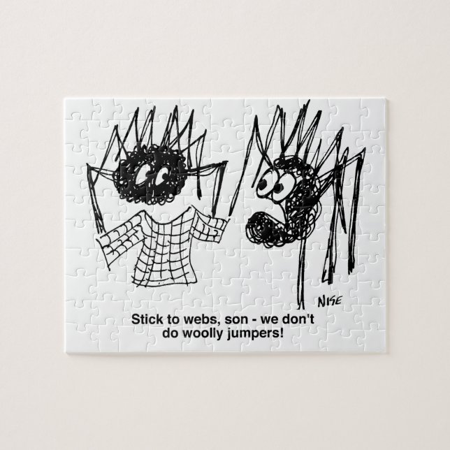 Puzzle Funny Spiders and Spiders Web Weaving Cartoon (Horizontal)