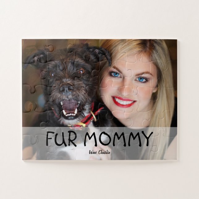 Puzzle Fur maman photo personnalisée Wuv You chien (Horizontal)