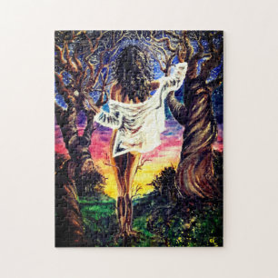 Puzzle Fusion - Peinture à l'aquarelle - Dame de la forêt