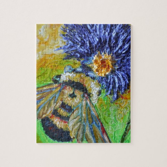 Puzzle Gaffez l'abeille et la casse-tête bleue d'aster (Vertical)
