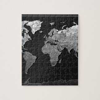 Puzzle galaxie 4 noirs et blancs de carte du monde