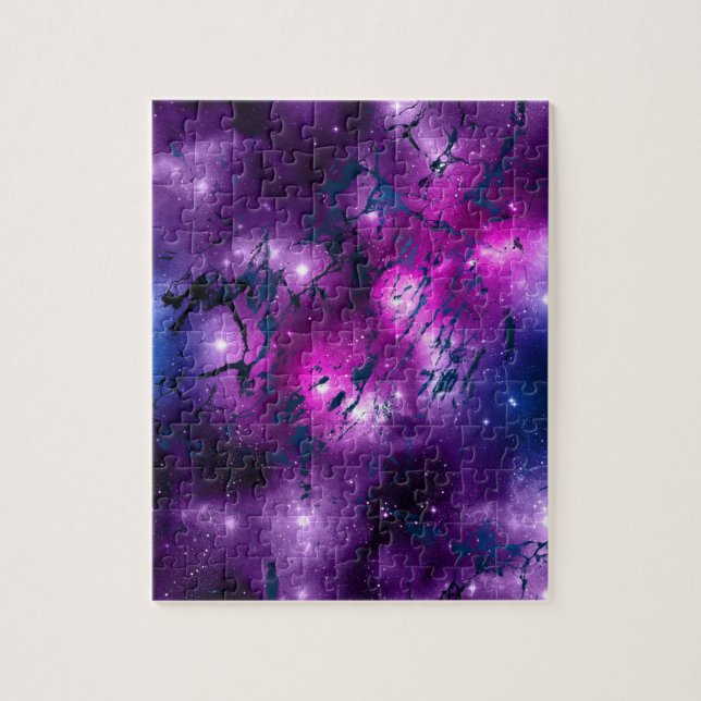 Puzzle Galaxie | Bleu cosmique Marbre pourpre et rose (Vertical)