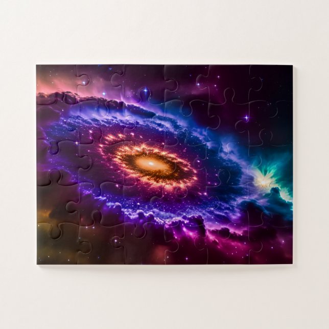 Puzzle Galaxie cosmique rose et violet amusante dans l'es (Horizontal)