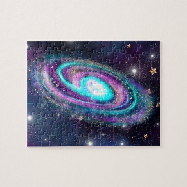 Puzzle Galaxie de la Voie Lactée | Bleu cosmique Violet r (Horizontal)