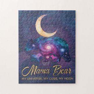 Puzzle Galaxy Mama Bear & Cubs Moon Silhouette