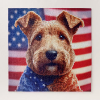 Puzzle Gallois Terrier Avec Drapeau Américain Et Bandana