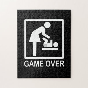 Puzzle Game Over Mom Funny Black and White Pictogram