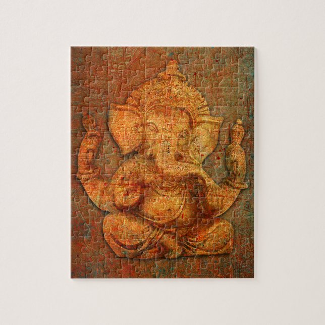 Puzzle Ganesh sur un arrière - plan de pierre de détresse (Vertical)