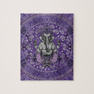 Puzzle Ganesha - argent et pourpres