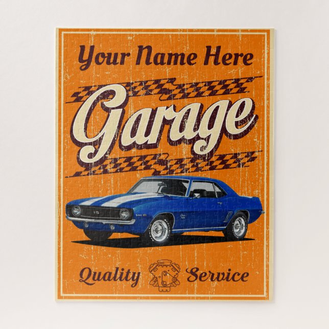 Puzzle Garage Camaro personnalisé en orange (Vertical)