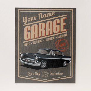 Puzzle Garage Chevy 1957 personnalisé Black